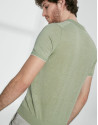 Light green melange linen tricot polo