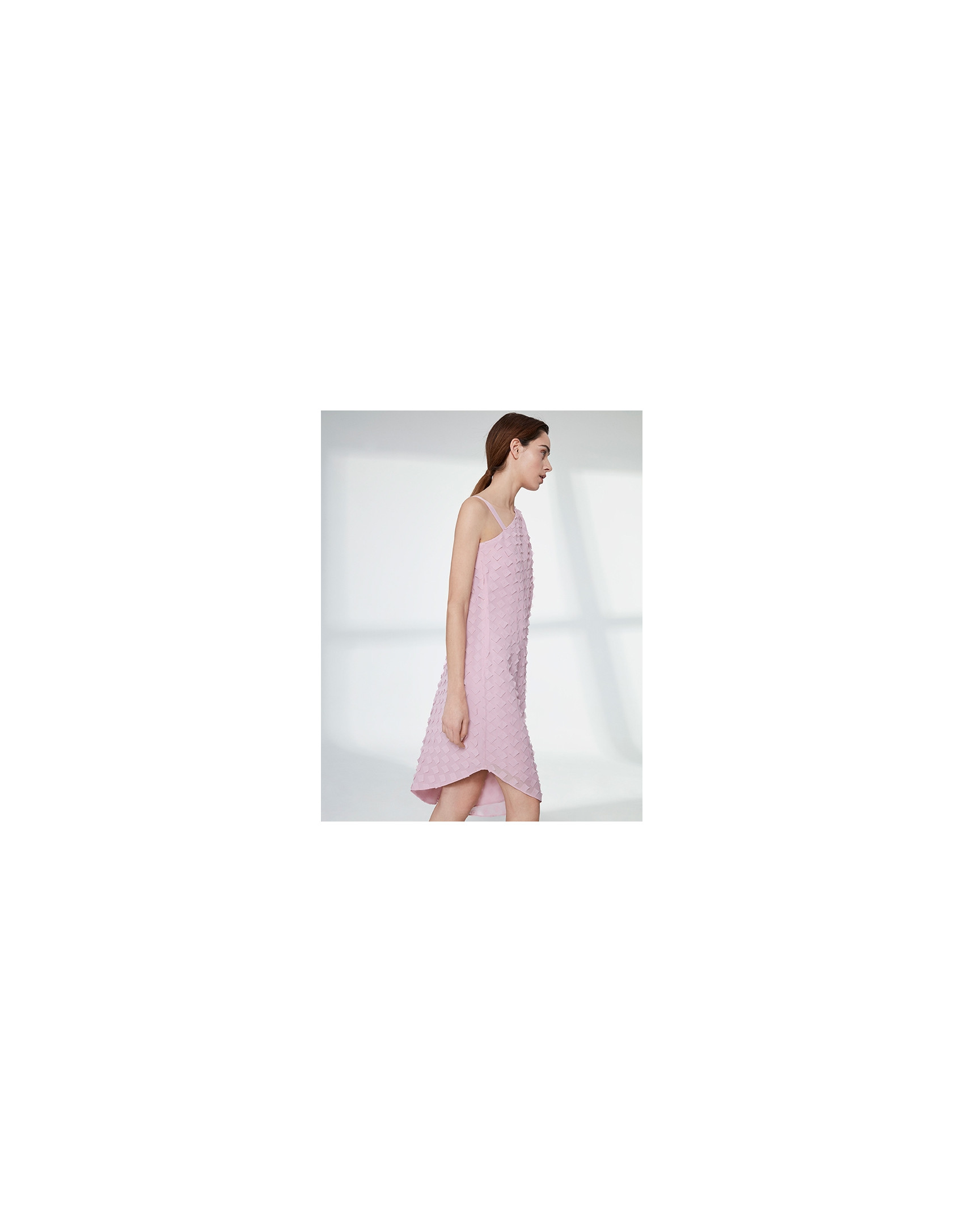Pink quartz chiffon asymmetric dress