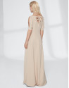 Vestido largo arena escote drapeado