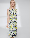 Vestido midi asimétrico topos amarillos