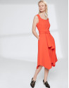 Vestido escote cuadrado naranja