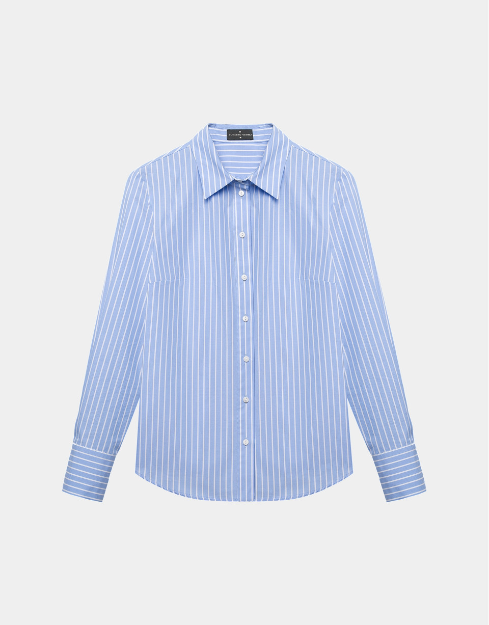 Ultramarine blue striped men's shirt