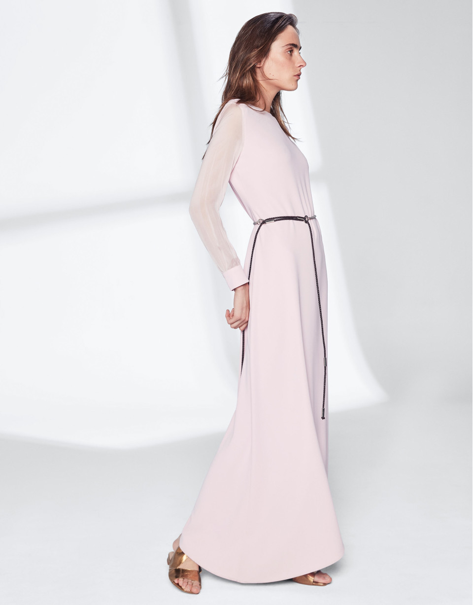 Vestido bajo asimétrico rosa cuarzo