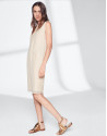 Vestido midi capa asimétrica arena
