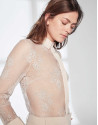 Hazelnut men's shirt with lace