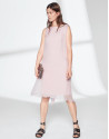 Vestido midi capa asimétrica rosa cuarzo