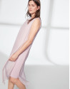 Pink quartz asymmetric midi cape dress