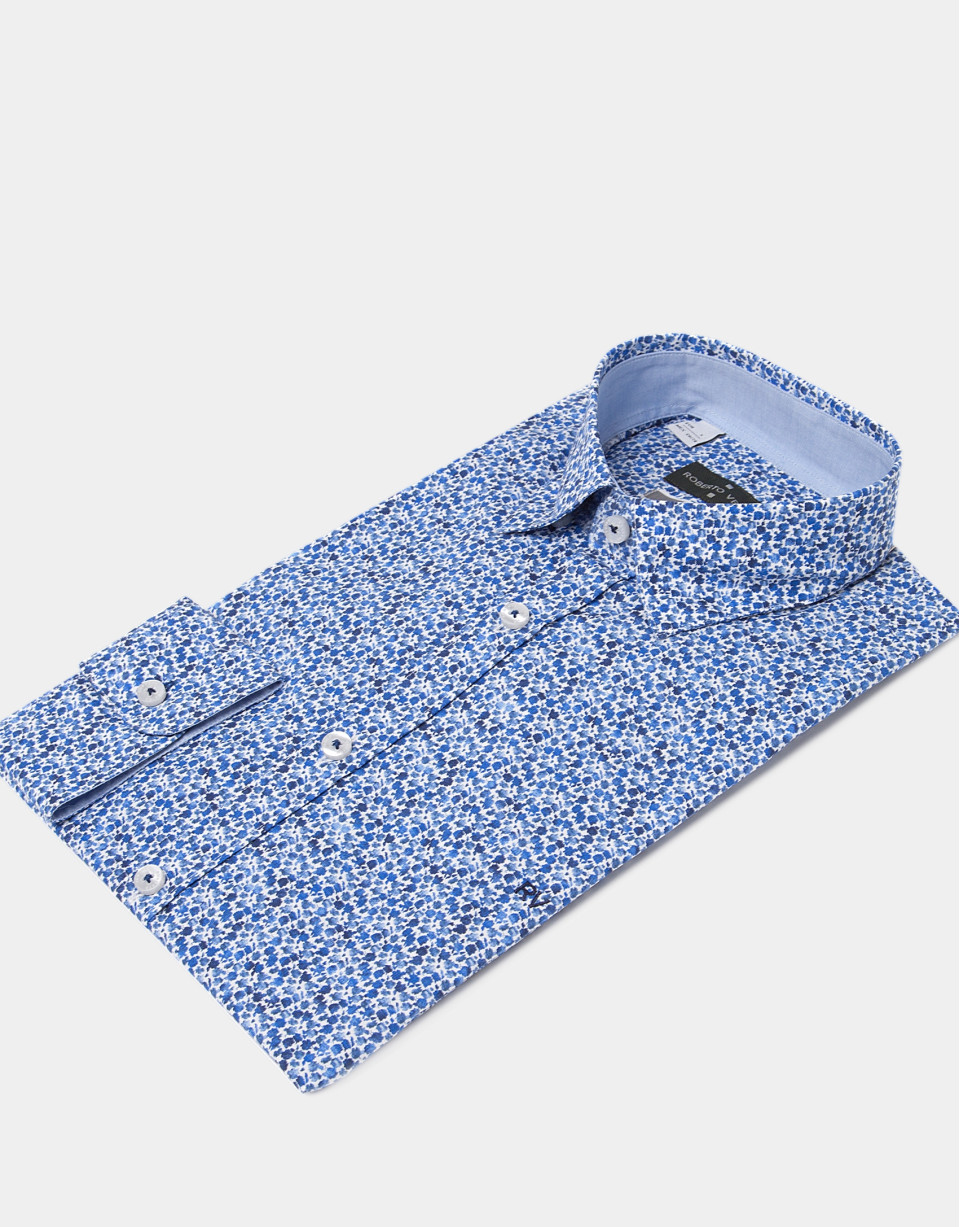 Blue small floral sport shirt