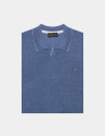 Light blue melange linen tricot polo