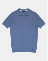 Polo tricot lino melange azul claro