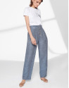 Pantalón recto lino azul