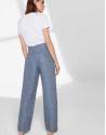 Blue linen straight pants