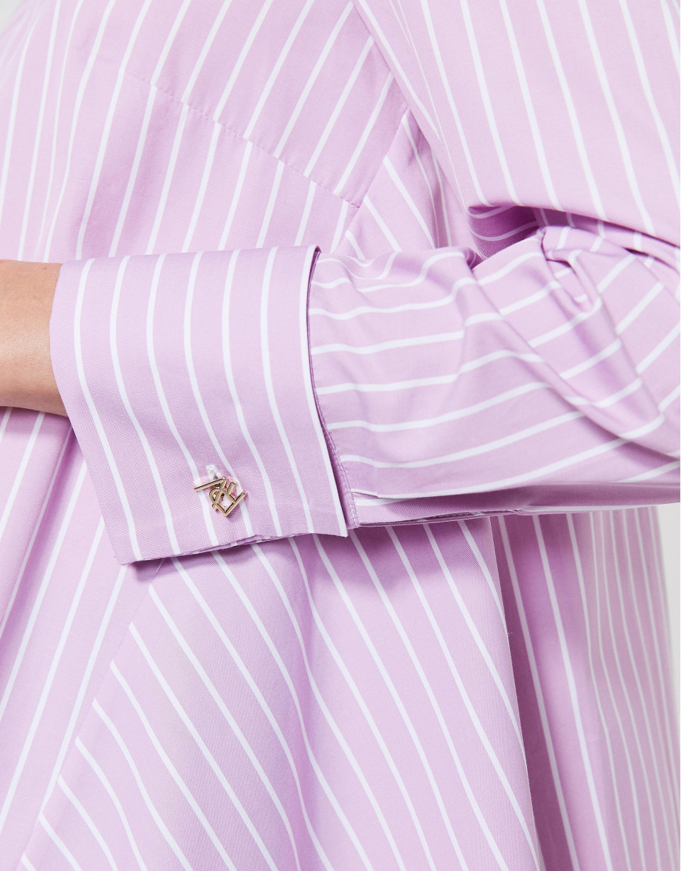 Camisa rayas rosa cuello mao con abertura