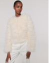 Chaqueta oversize pluma de pavo blanca