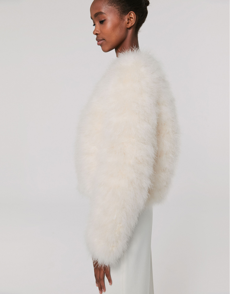 Chaqueta oversize pluma de pavo blanca