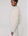 Chaqueta oversize pluma de pavo blanca