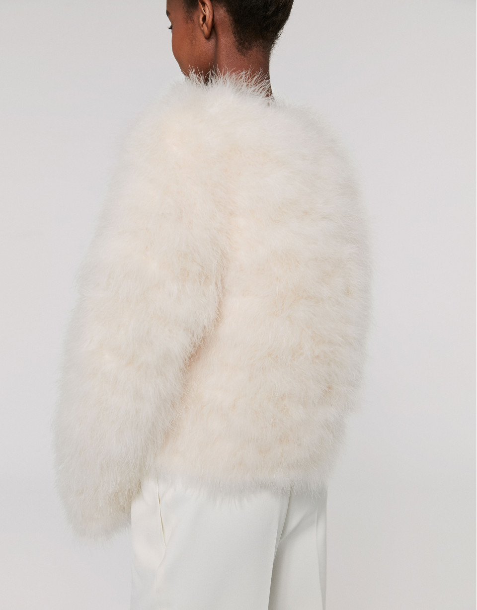 Chaqueta oversize pluma de pavo blanca