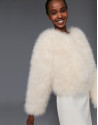 Chaqueta oversize pluma de pavo blanca