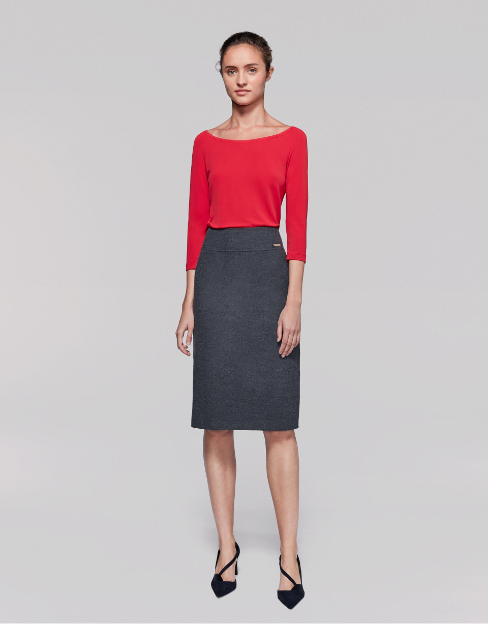 Falda midi gris oscuro