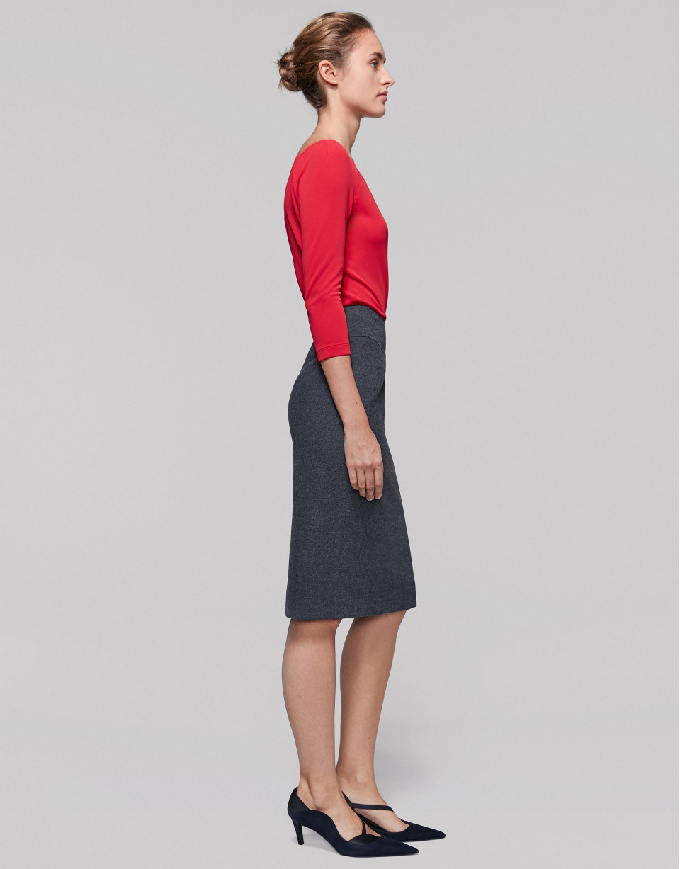 Falda midi gris oscuro