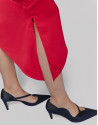 Falda asimétrica fluida roja