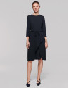 Vestido midi manga tres cuartos negro