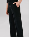 Black straight pants with rib in front