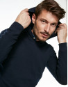 Navy blue sweater with hood