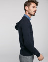 Navy blue sweater with hood