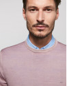 Jersey cuello caja lana tintada rosa