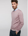 Jersey cuello caja lana tintada rosa