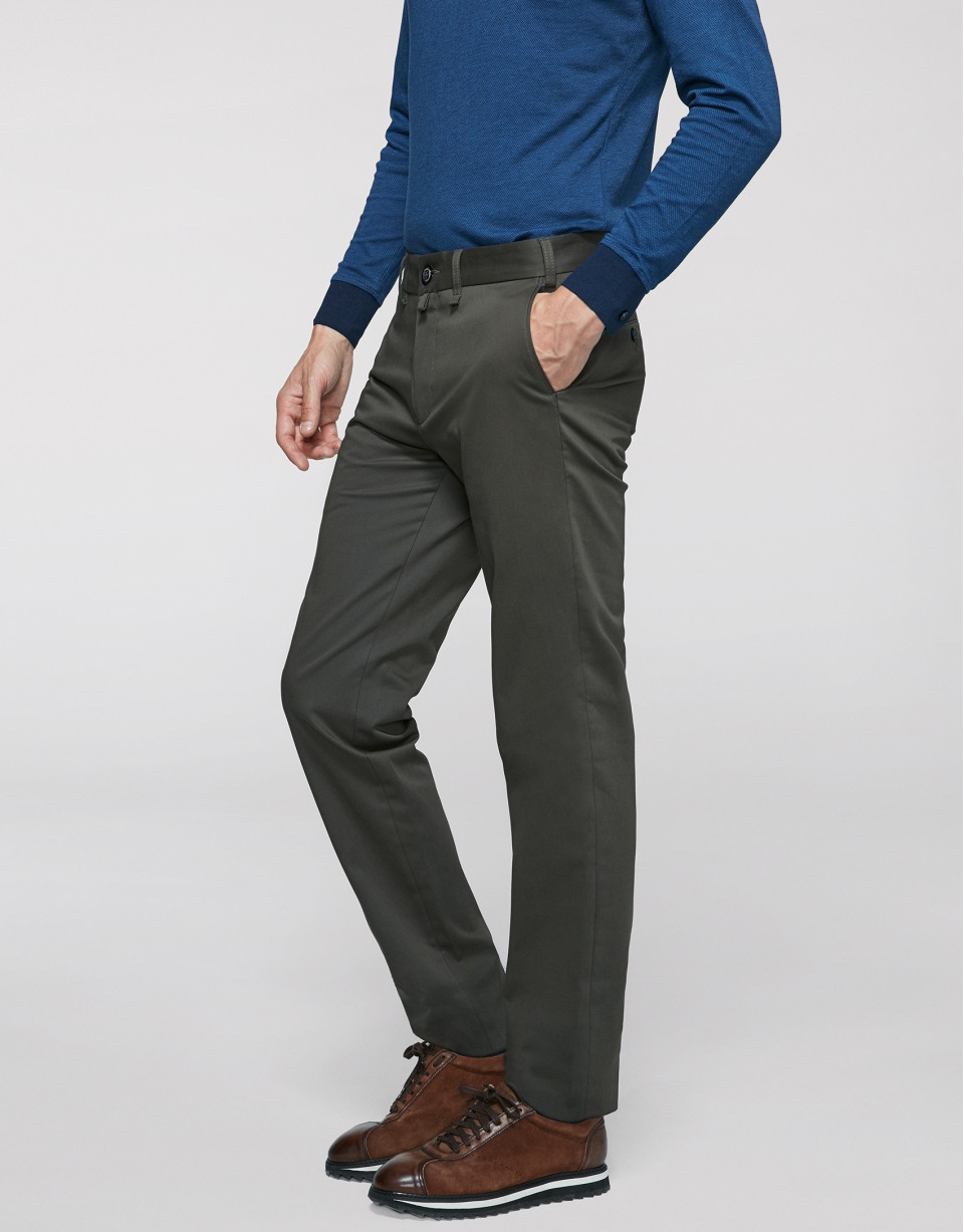 Khaki cotton chino pants
