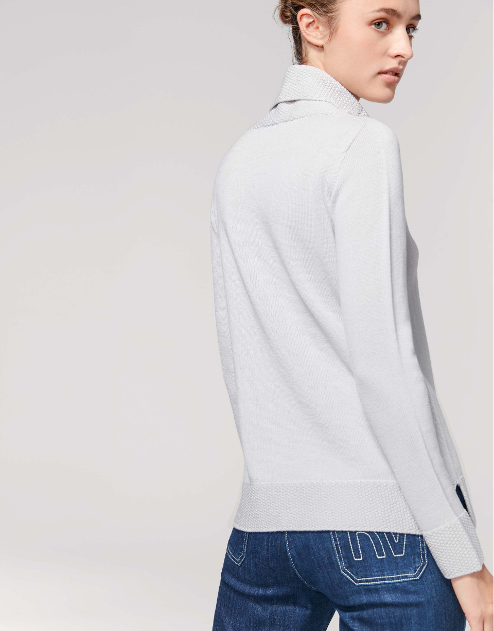 Jersey cuello vuelto flojo gris plata