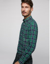 Camisa sport cuadros verde, marino y blanco