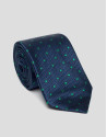Corbata seda azul oscuro con lunares verdes
