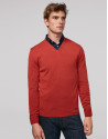 Red wool sweater with V neck