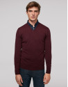 Burgundy wool sweater with V neck