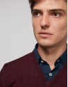Jersey cuello pico granate