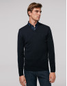 Navy blue wool sweater with V neck