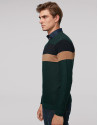 Green wool sweater with stripes