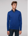 Blue wool sweater with V neck