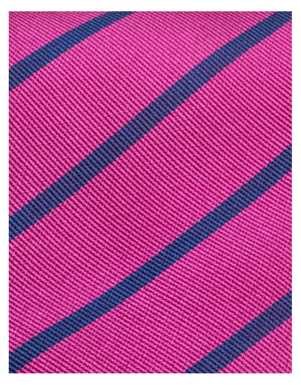 Corbata seda fucsia con rayas azul