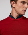 Jersey cuello caja lana tintada rojo