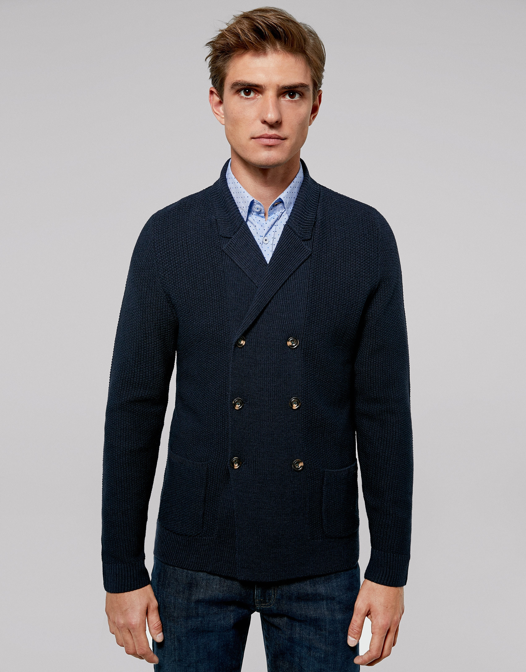 Chaqueta cruzada azul marino