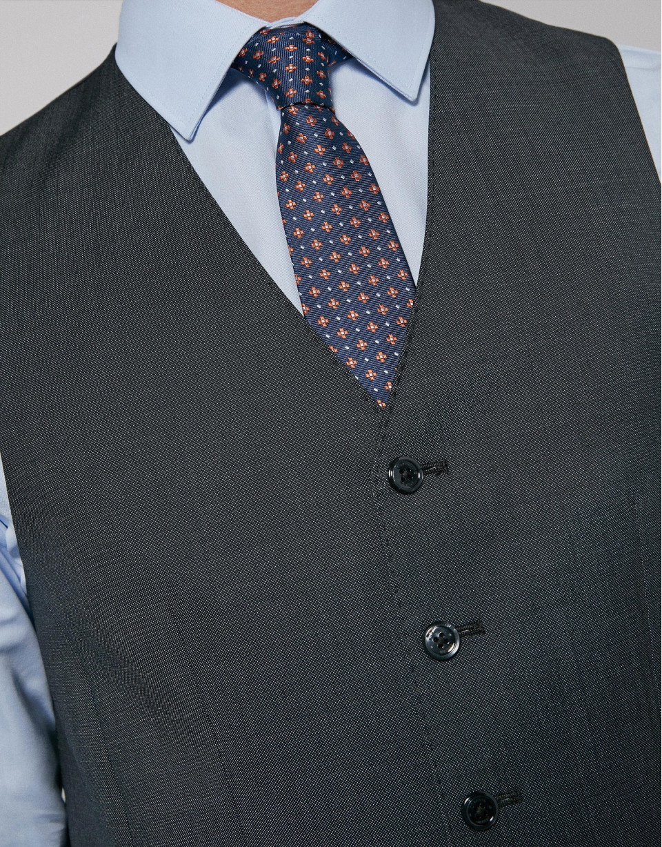 Grey wool fake plain dress vest