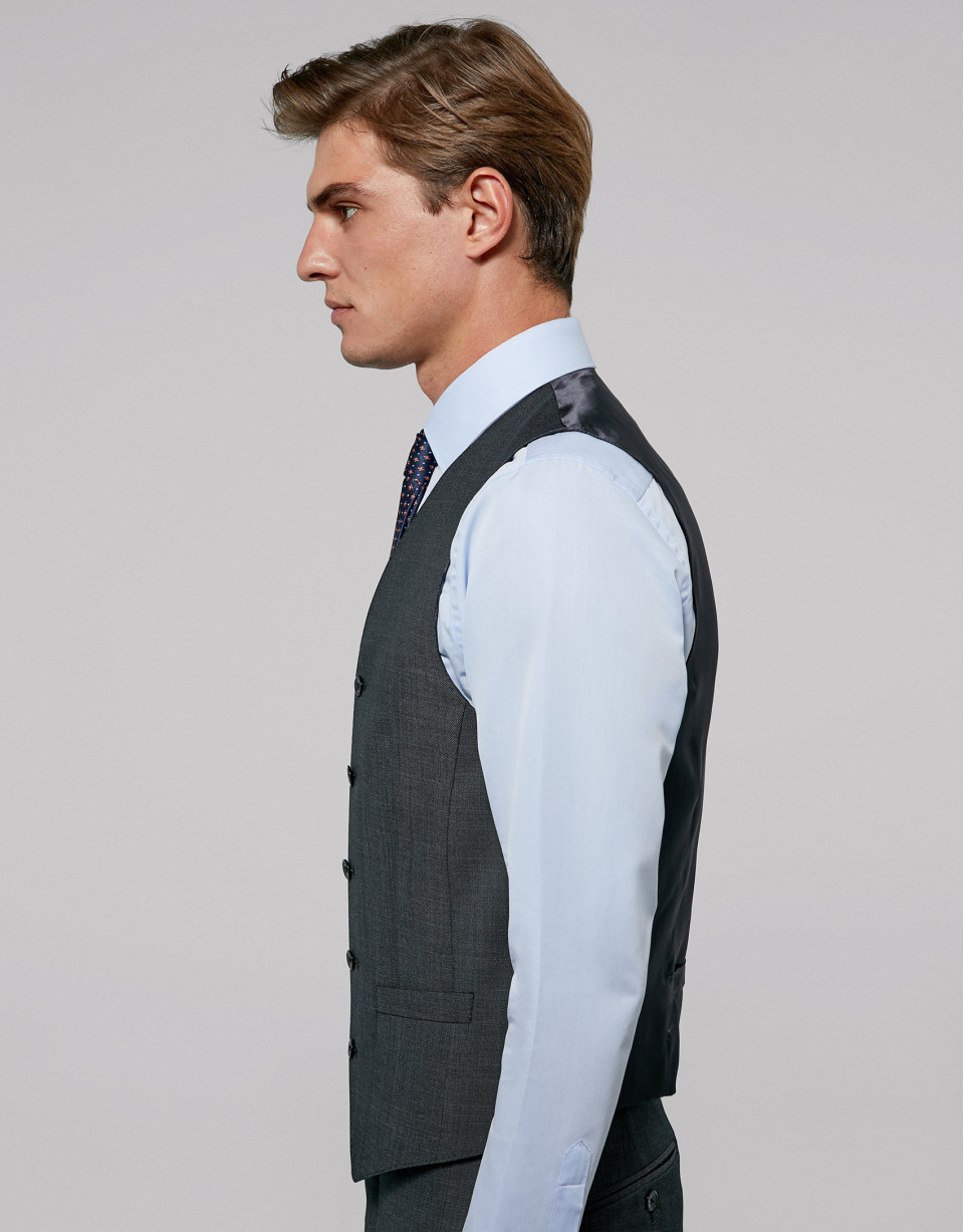 Grey wool fake plain dress vest
