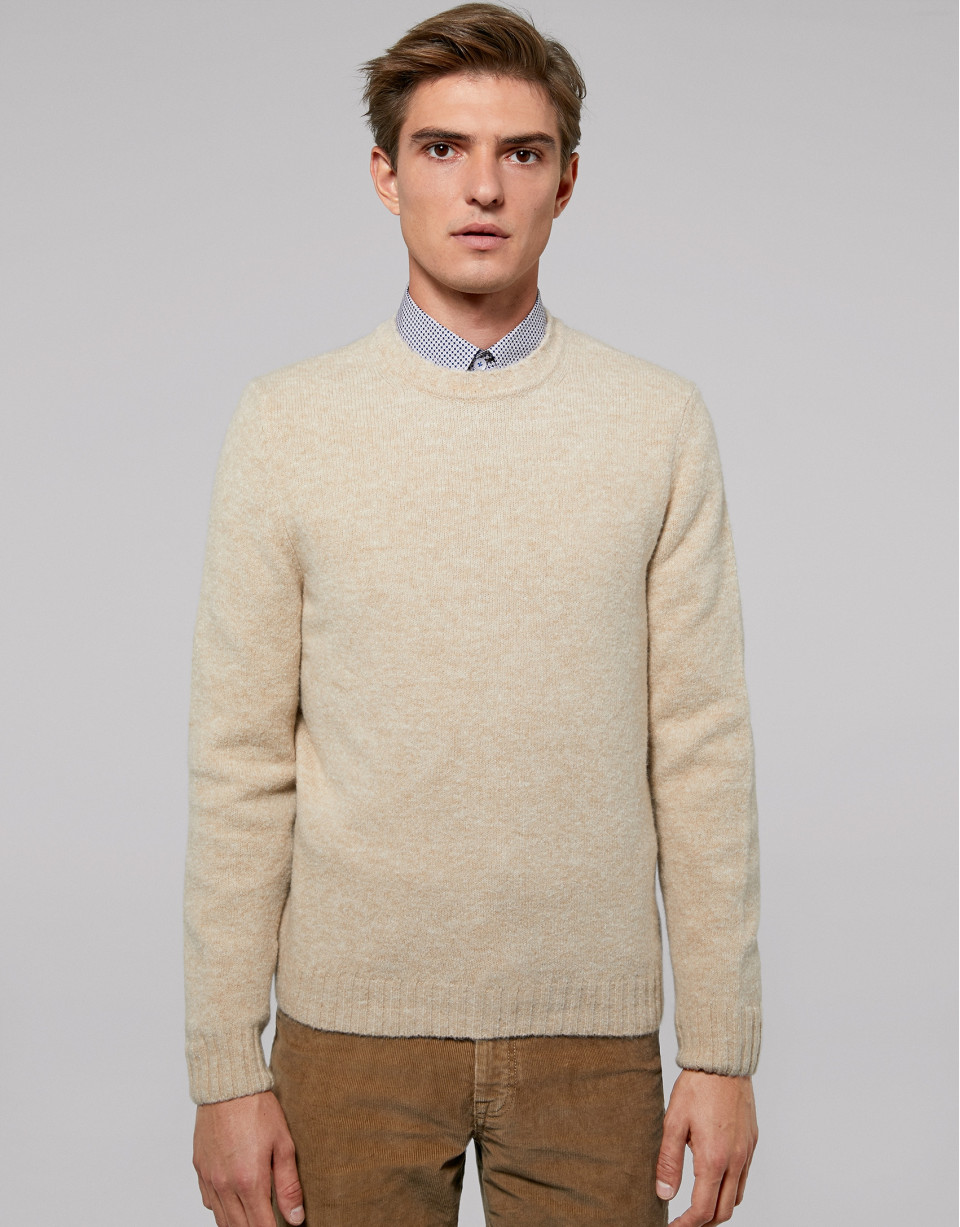 Plain beige knit sweater