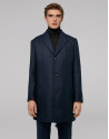 Navy blue coat with plaid interior