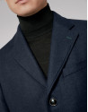 Navy blue coat with plaid interior