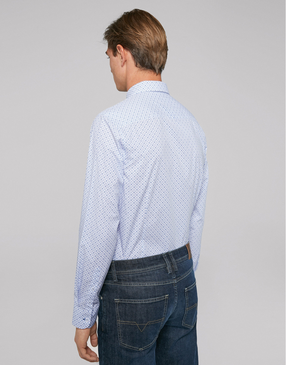 Blue necktie print sport shirt 